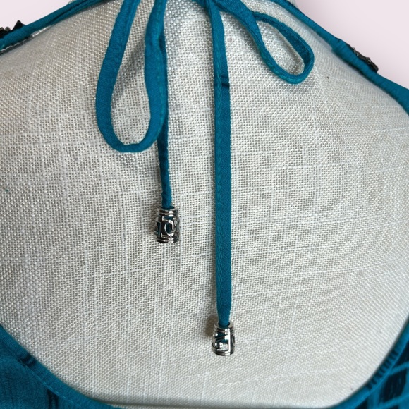 Blue Island Beaded Tunic Top Teal Boho Festival Style Large - Picture 4 of 6